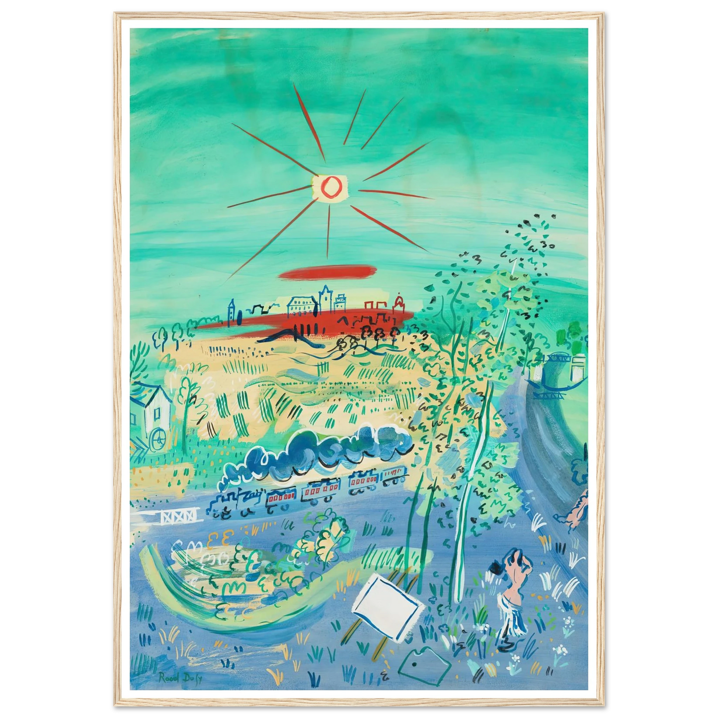 Le train bleu (1935) Art Print | Raoul Dufy - Framed Poster - 30x40 cm / 12x16″ - Black frame
