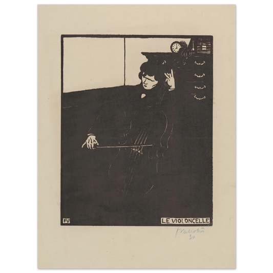 Le violoncelle (1896) Art Print | Felix Vallotton - Framed Poster - 30x40 cm / 12x16″ - Black frame