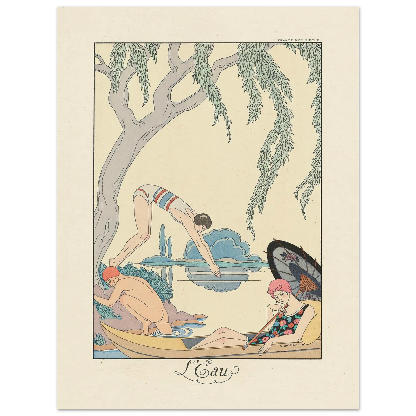 L’Eau (Water) (1922–1926) Art Print | George Barbier - Framed Poster - 30x40 cm / 12x16″ - Black frame