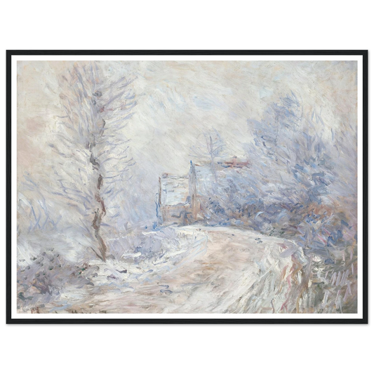 L’entrée de Giverny sous la neige (1885) Art Print | Claude Monet - Framed Poster - 30x40 cm / 12x16″ - Black frame