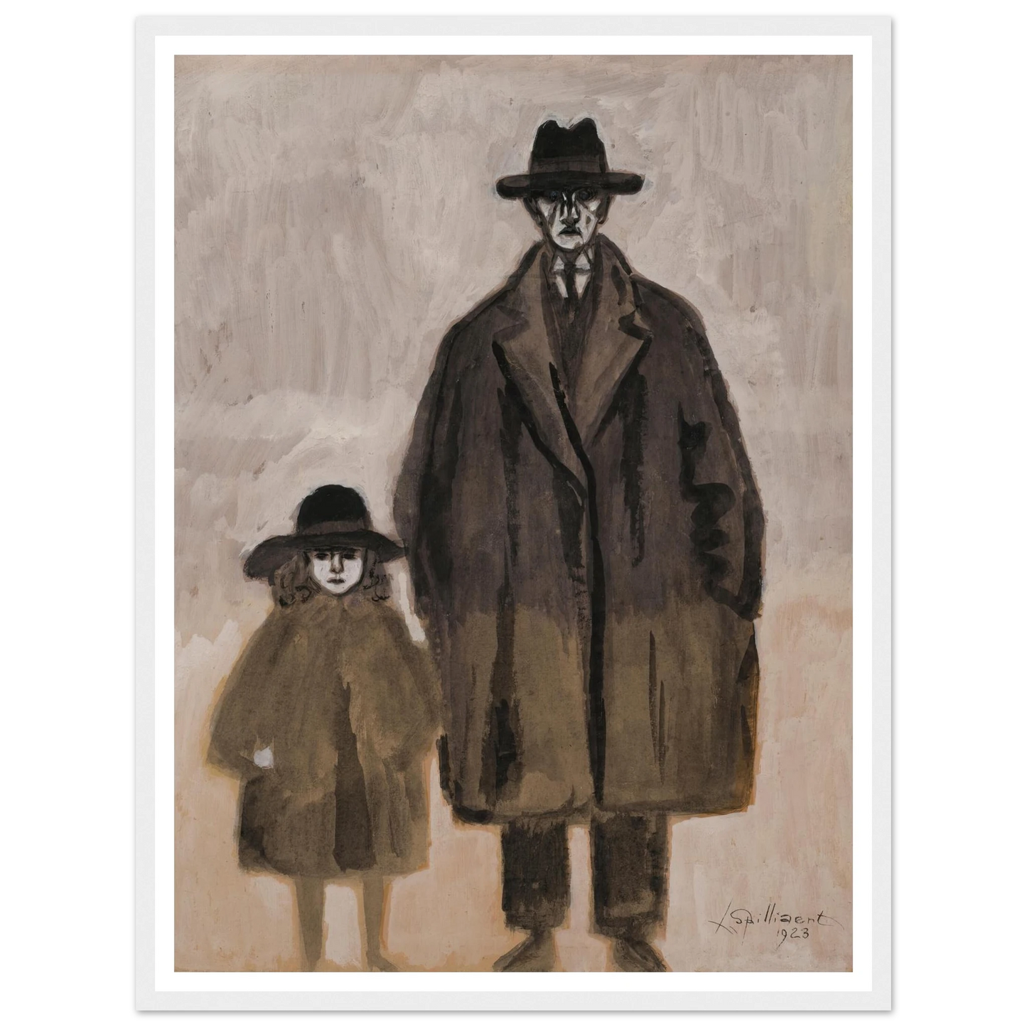 Léon Spilliaert et Madeleine en promenade à Ostende (1923) Art Print | Leon Spilliaert - Framed Poster - 30x40 cm / 12x16″ - Black frame