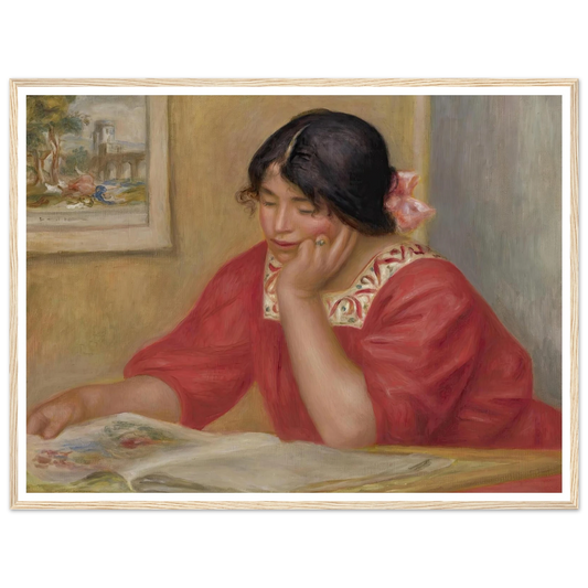 Léontine Lisant Art Print | Pierre Auguste Renoir - Framed Poster - 30x40 cm / 12x16″ - Black frame
