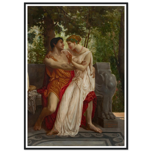 Les amoureux (1850) Art Print | William Bouguereau - Framed Poster - 30x40 cm / 12x16″ - Black frame