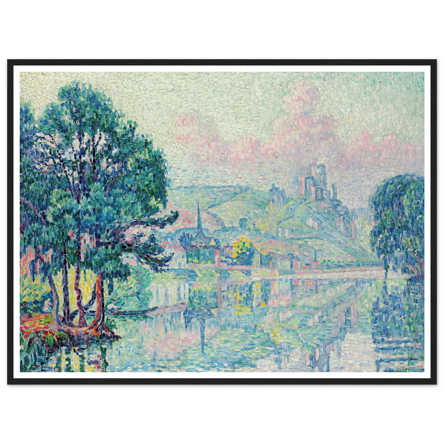 Les Andelys. Matin. Été (1923) Art Print | Paul Signac - Framed Poster - 30x40 cm / 12x16″ - Black frame