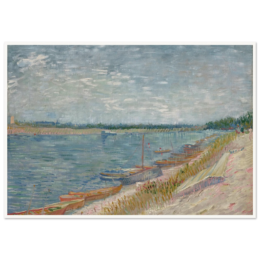 Les canots amarrés (1887) Art Print | Vincent van Gogh - Framed Poster - 30x40 cm / 12x16″ - Black frame