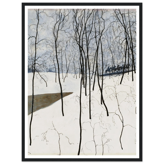 Les Cavaliers dans la neige (1915) Art Print | Leon Spilliaert - Framed Poster - 30x40 cm / 12x16″ - Black frame