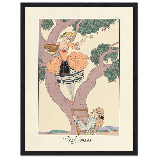 Les Cerises (Cherries) (1922–1926) Art Print | George Barbier - Framed Poster - 30x40 cm / 12x16″ - Black frame