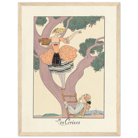 Les Cerises (Cherries) (1922–1926) Art Print | George Barbier - Framed Poster - 30x40 cm / 12x16″ - Black frame