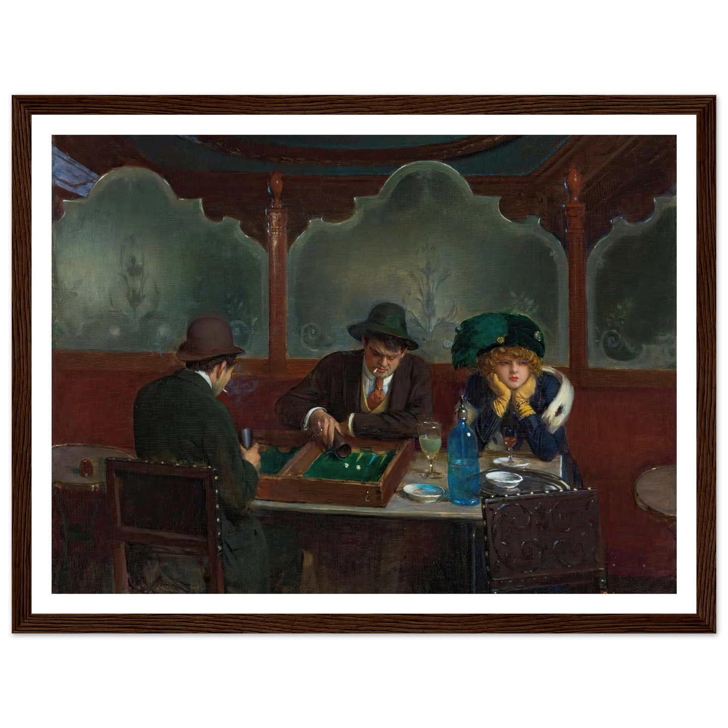 Les joueurs de jacquet backgammon Art Print | Jean Beraud - Framed Poster - 30x40 cm / 12x16″ - Black frame