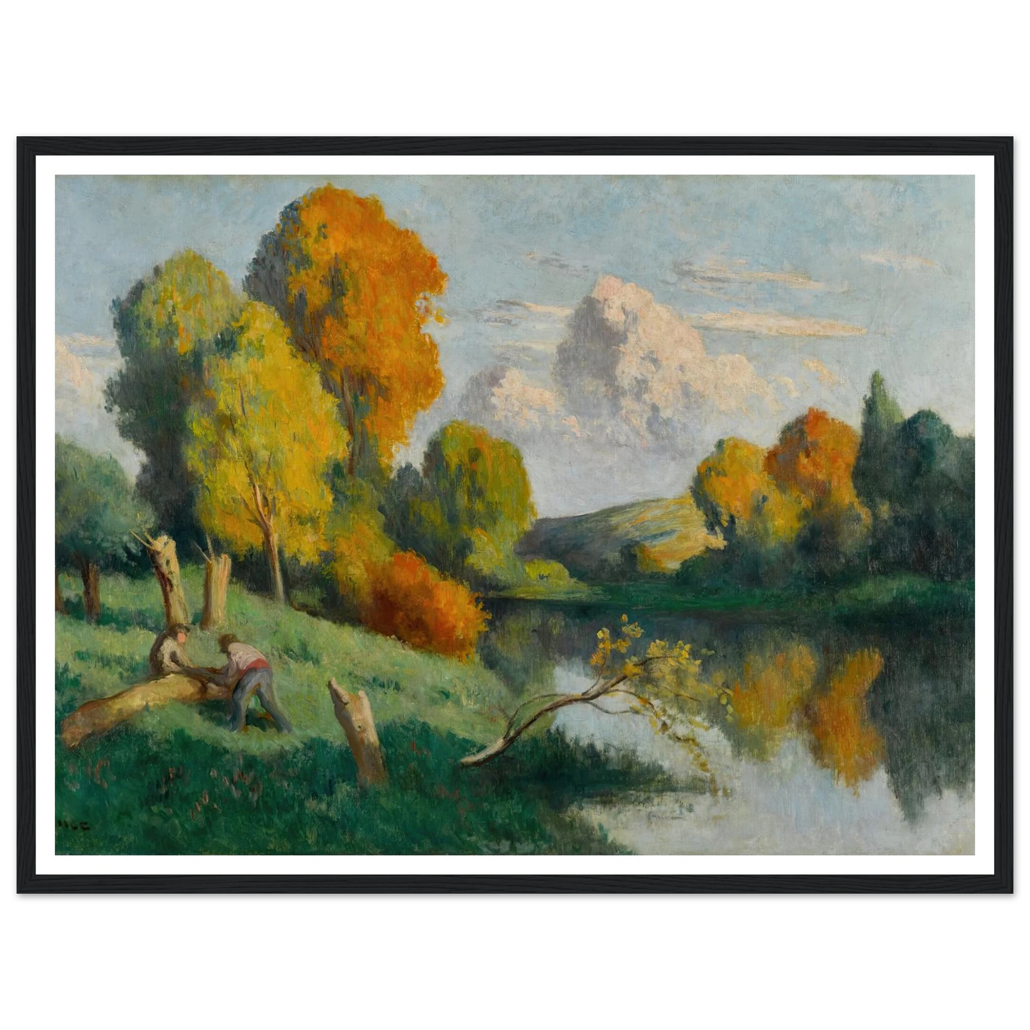 Les scieurs, paysage de La Cure Art Print | Maximilien Luce - Framed Poster - 30x40 cm / 12x16″ - Black frame