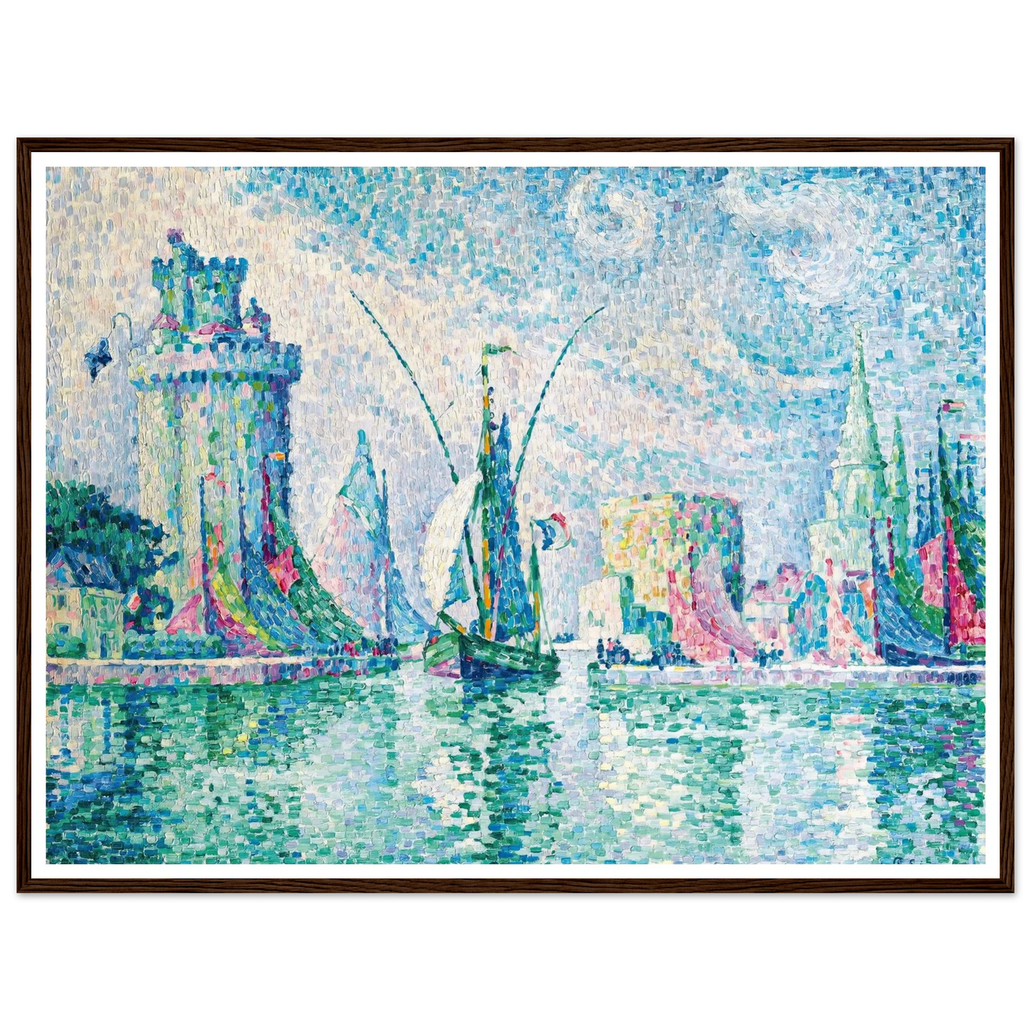 Les Tours Vertes, La Rochelle (1913) Art Print | Paul Signac - Framed Poster - 30x40 cm / 12x16″ - Black frame