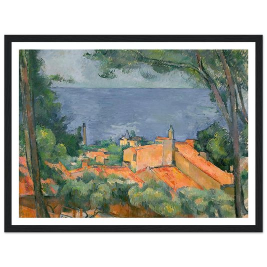 L’Estaque aux toits rouges (1883-1885) Art Print | Paul Cezanne - Framed Poster - 30x40 cm / 12x16″ - Black frame