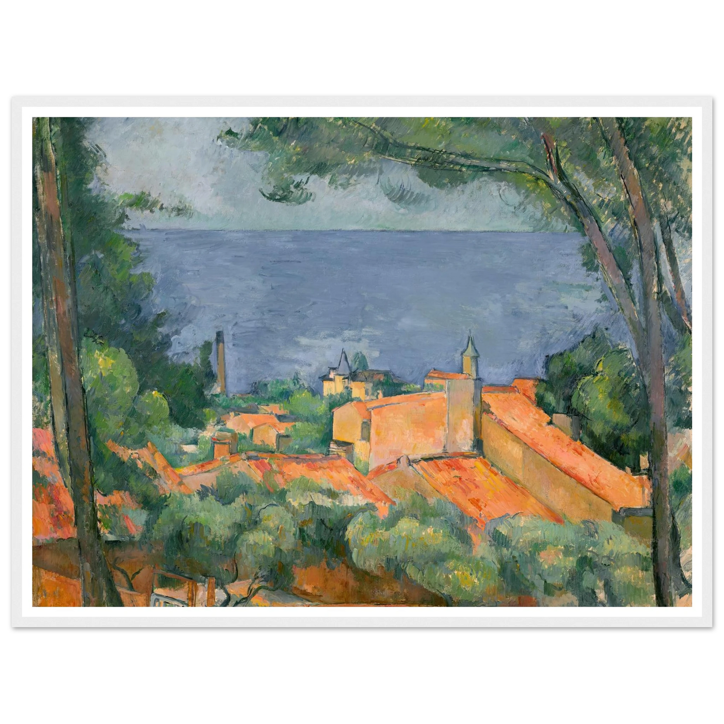 L’Estaque aux toits rouges (1883-1885) Art Print | Paul Cezanne - Framed Poster - 30x40 cm / 12x16″ - Black frame