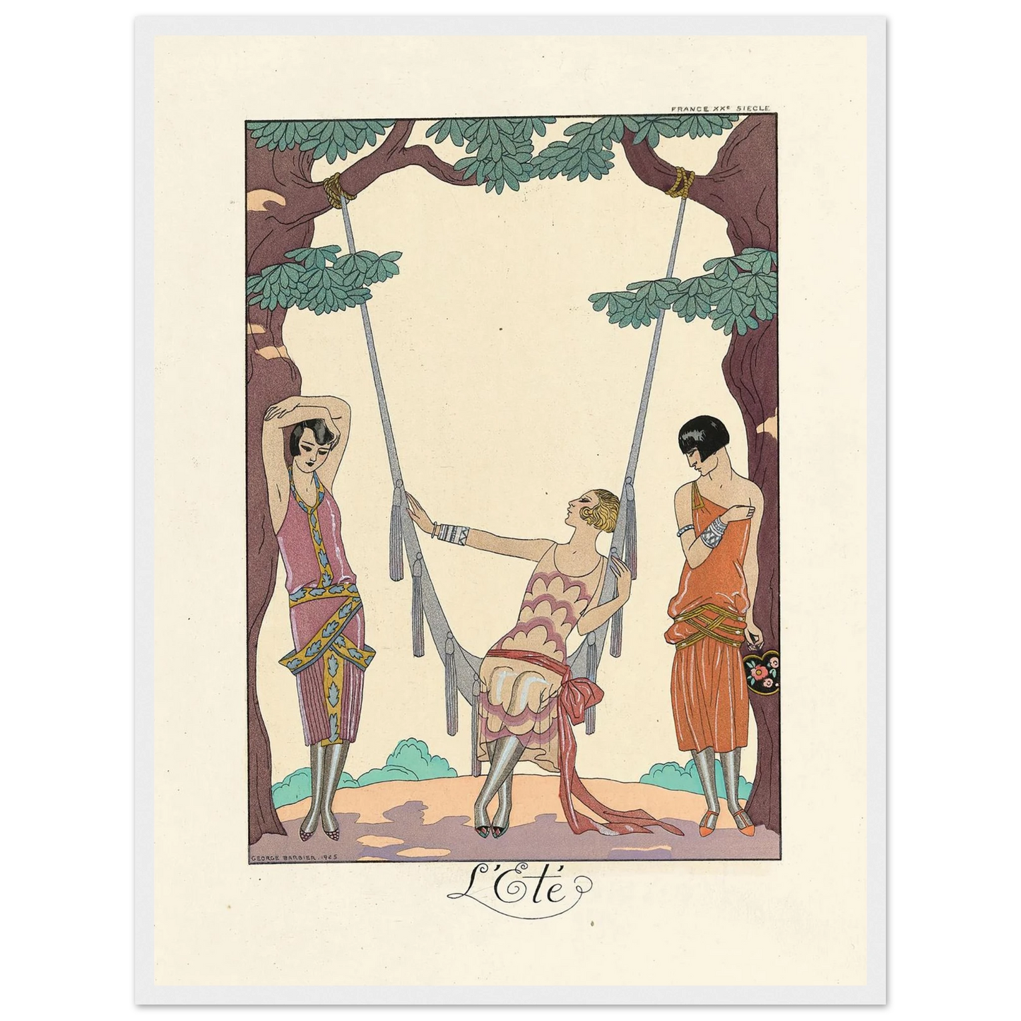L’Été (Summer) (1922–1926) Art Print | George Barbier - Framed Poster - 30x40 cm / 12x16″ - Black frame