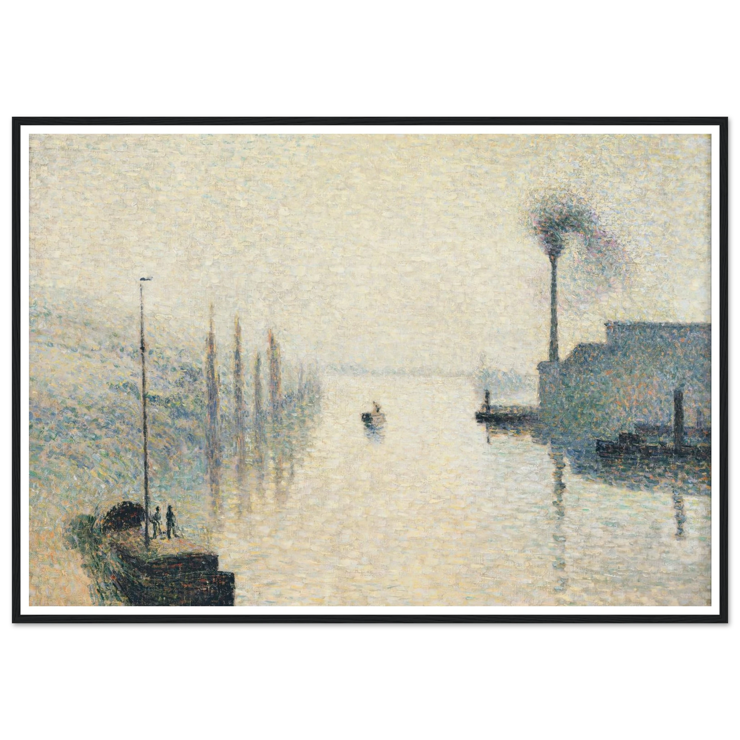 L’Île Lacroix, Rouen (The Effect of Fog) Art Print | Camille Pissarro - Framed Poster - 30x40 cm / 12x16″ - Black frame