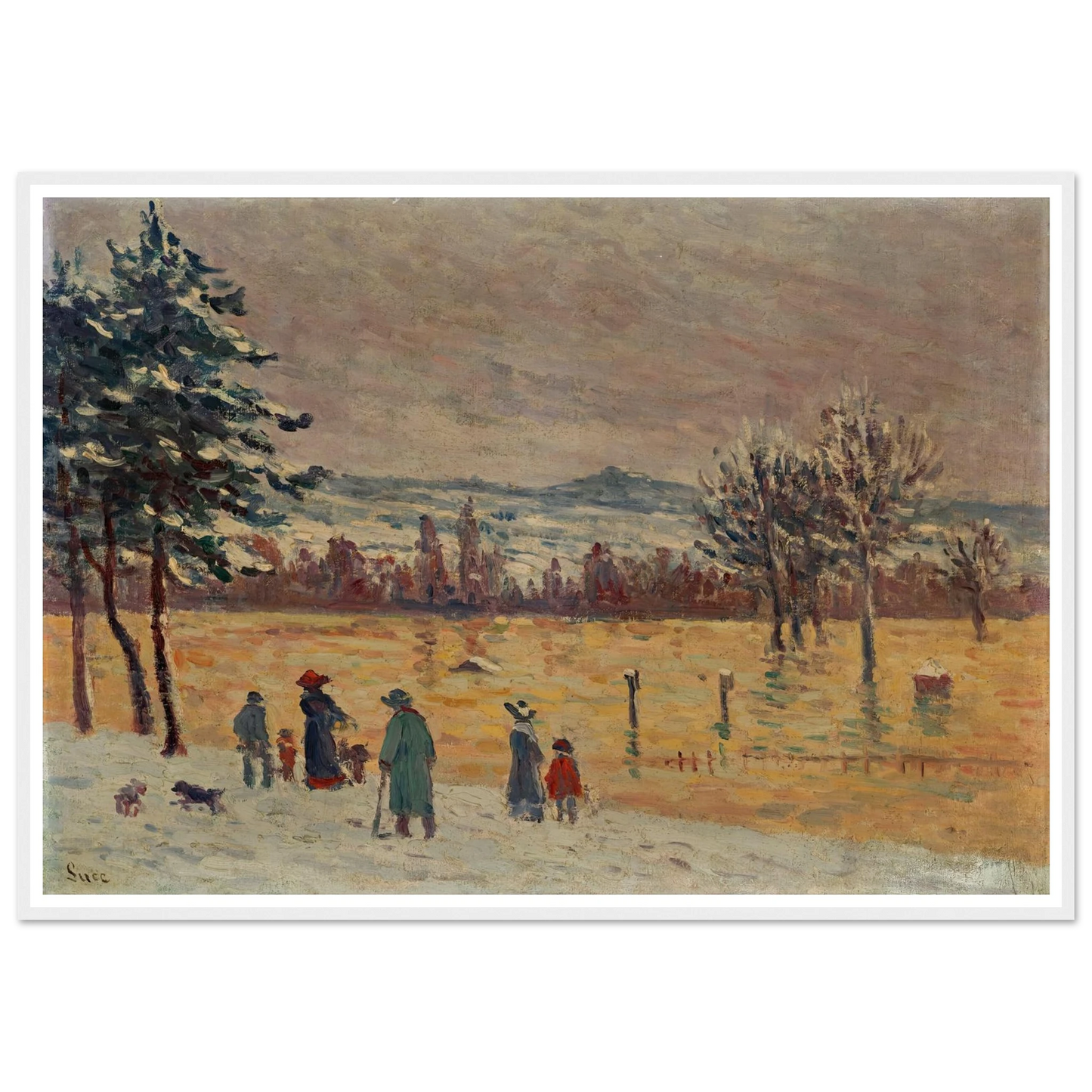L’Inondation à Longchamp (1912) Art Print | Maximilien Luce - Framed Poster - 30x40 cm / 12x16″ - Black frame