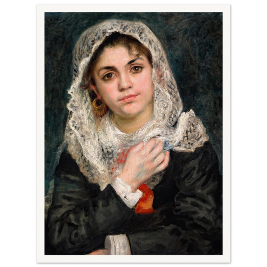 Lise in a White Shawl (c. 1872) Art Print | Pierre Auguste Renoir - Framed Poster - 30x40 cm / 12x16″ - Black frame