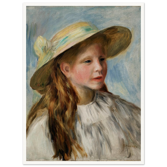 Little Girl With A Hat (Jeune Fille Au Chapeau) (1894) Art Print | Pierre Auguste Renoir - Framed Poster - 30x40 cm / 12x16″ - Black frame