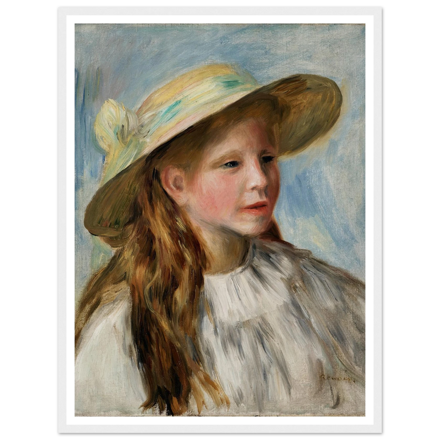 Little Girl With A Hat (Jeune Fille Au Chapeau) (1894) Art Print | Pierre Auguste Renoir - Framed Poster - 30x40 cm / 12x16″ - Black frame