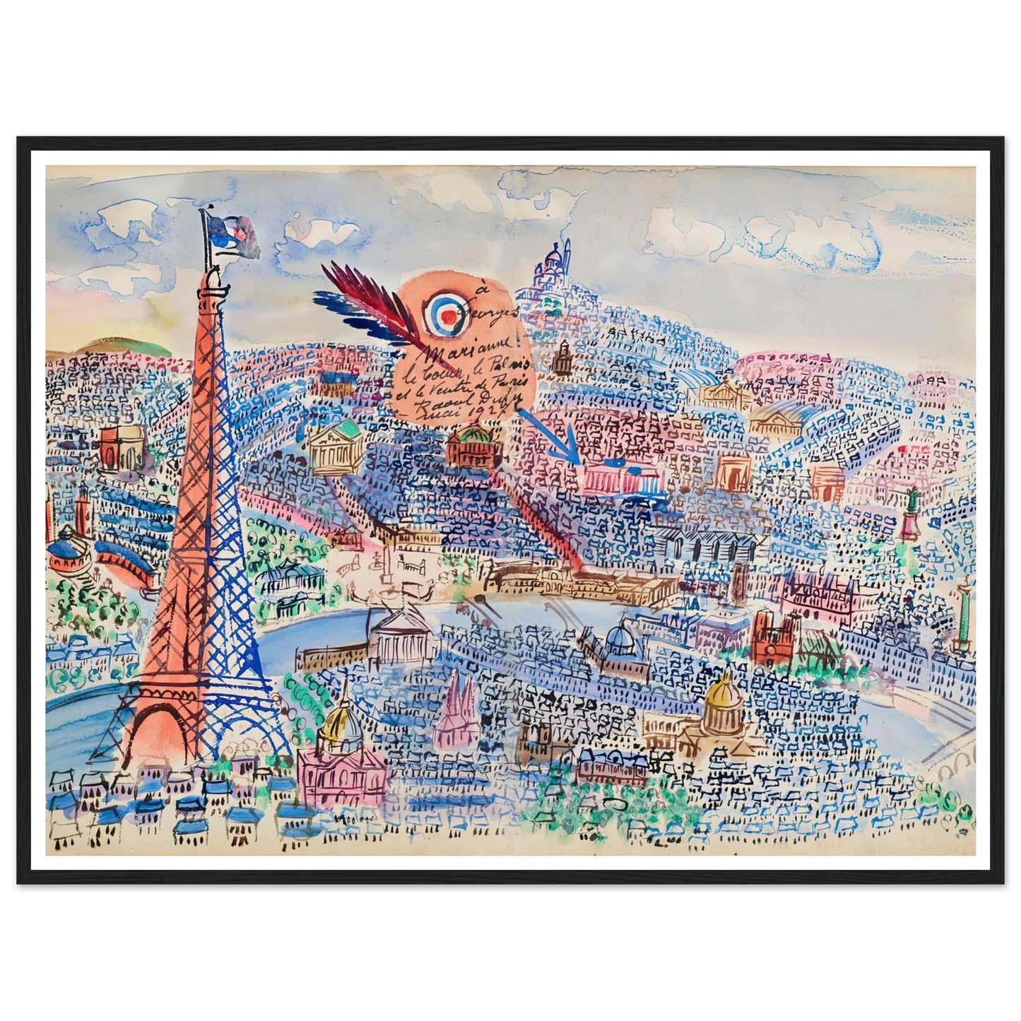 Livre d’or de Marianne (1927) Art Print | Raoul Dufy - Framed Poster - 30x40 cm / 12x16″ - Black frame