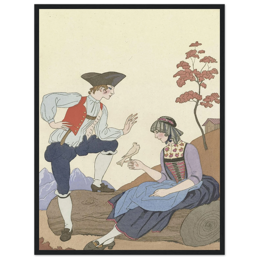 L’Oiseau Cheri (1921) Art Print | George Barbier - Framed Poster - 30x40 cm / 12x16″ - Black frame