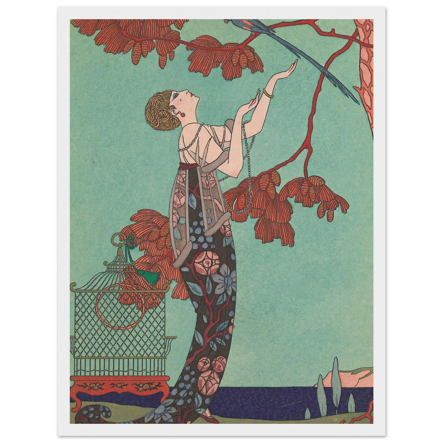 L’Oiseau Volage (1914) Art Print | George Barbier - Framed Poster - 30x40 cm / 12x16″ - Black frame