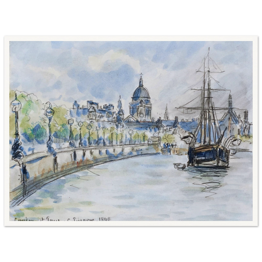 London, St. Paul’s Cathedral (1890) Art Print | Camille Pissarro - Framed Poster - 30x40 cm / 12x16″ - Black frame