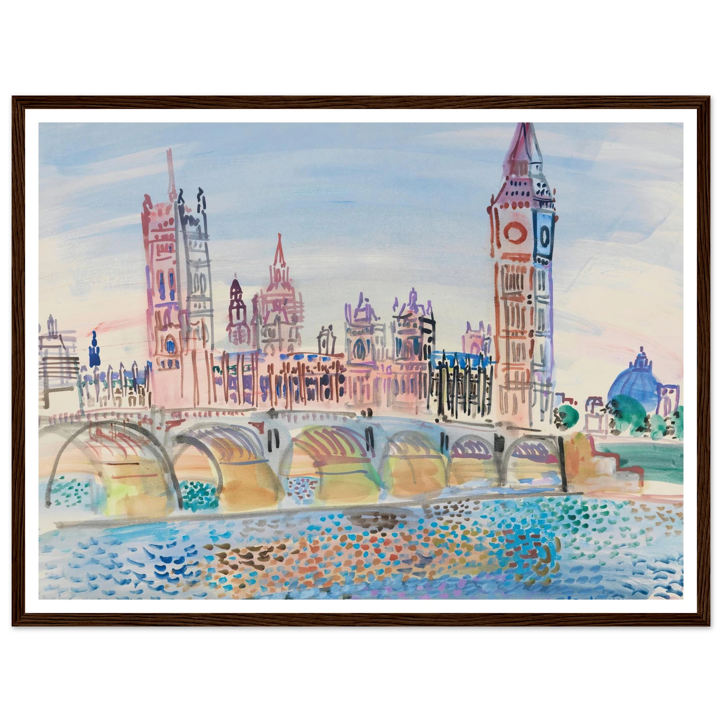 Londres, le Parlement (1930) Art Print | Raoul Dufy - Framed Poster - 30x40 cm / 12x16″ - Black frame