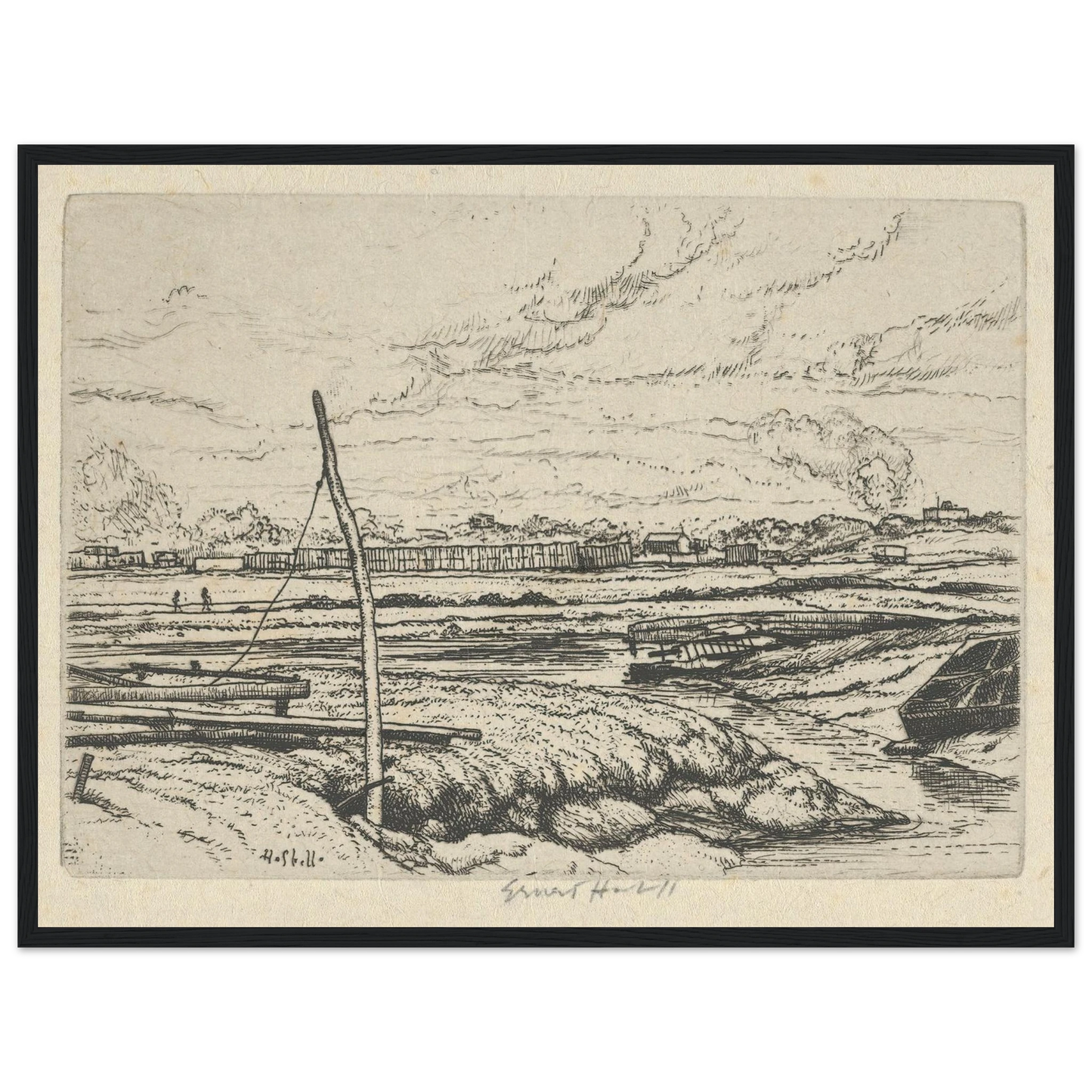 Long Island Marshes (1900-1925) Art Print | Ernest Haskell - Framed Poster - 30x40 cm / 12x16″ - Black frame