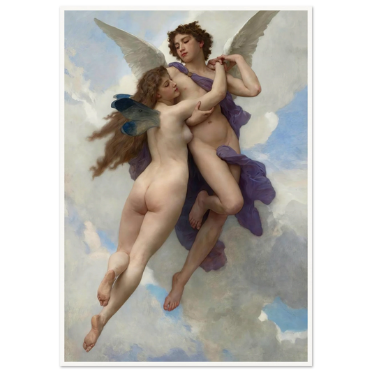 Love And Psyché (1899) Art Print | William Bouguereau - Framed Poster - 30x40 cm / 12x16″ - Black frame