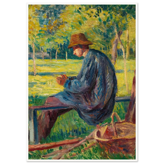 Ludovic Rodo Pissarro Dans Le Jardin De Son Père À Eragny (1895) Art Print | Maximilien Luce - Framed Poster - 30x40 cm / 12x16″ - Black frame