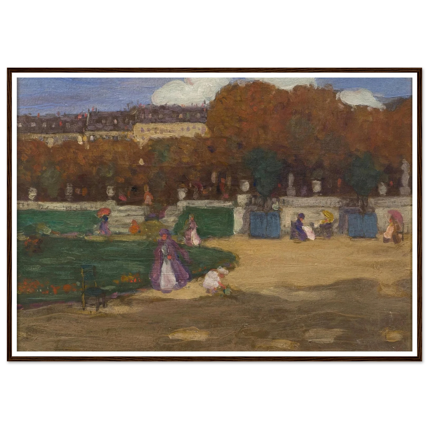 Luxembourg Gardens, Paris (1902) Art Print | Frederick Carl Frieseke - Framed Poster - 30x40 cm / 12x16″ - Black frame