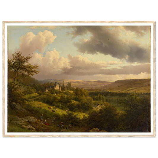Luxemburgische Landschaft mit Blick auf Schloss Berg (1846) Art Print | Barend Cornelis Koekkoek - Framed Poster - 30x40 cm / 12x16″ - Black frame