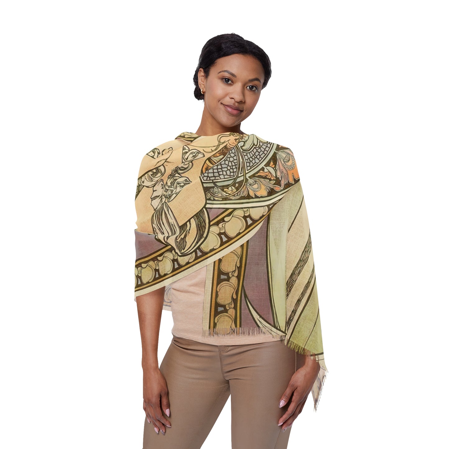 Lygie | Alphonse Mucha Scarf – Art Nouveau Scarf - - 27" × 71'' -
