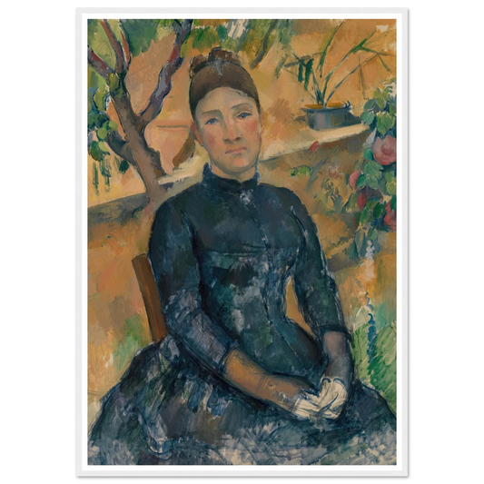 Madame Cézanne in the Conservatory (1891) Art Print | Paul Cezanne - Framed Poster - 30x40 cm / 12x16″ - Black frame