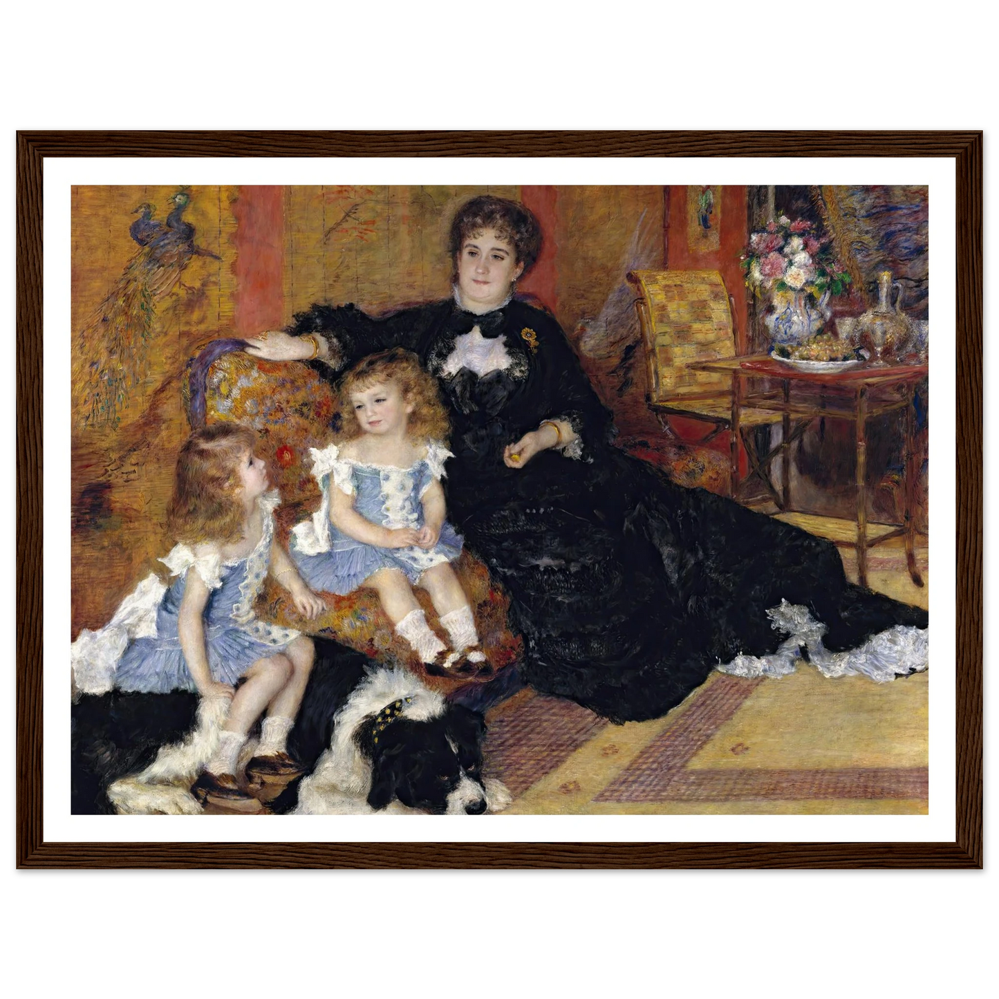 Madame Georges Charpentier (Marguérite-Louise Lemonnier, 1848–1904) and Her Children, Georgette-Berthe (1872–1945) and Paul-Émile-Charles (1875–1895) (1878) Art Print | Pierre Auguste Renoir - Framed Poster - 30x40 cm / 12x16″ - Black frame