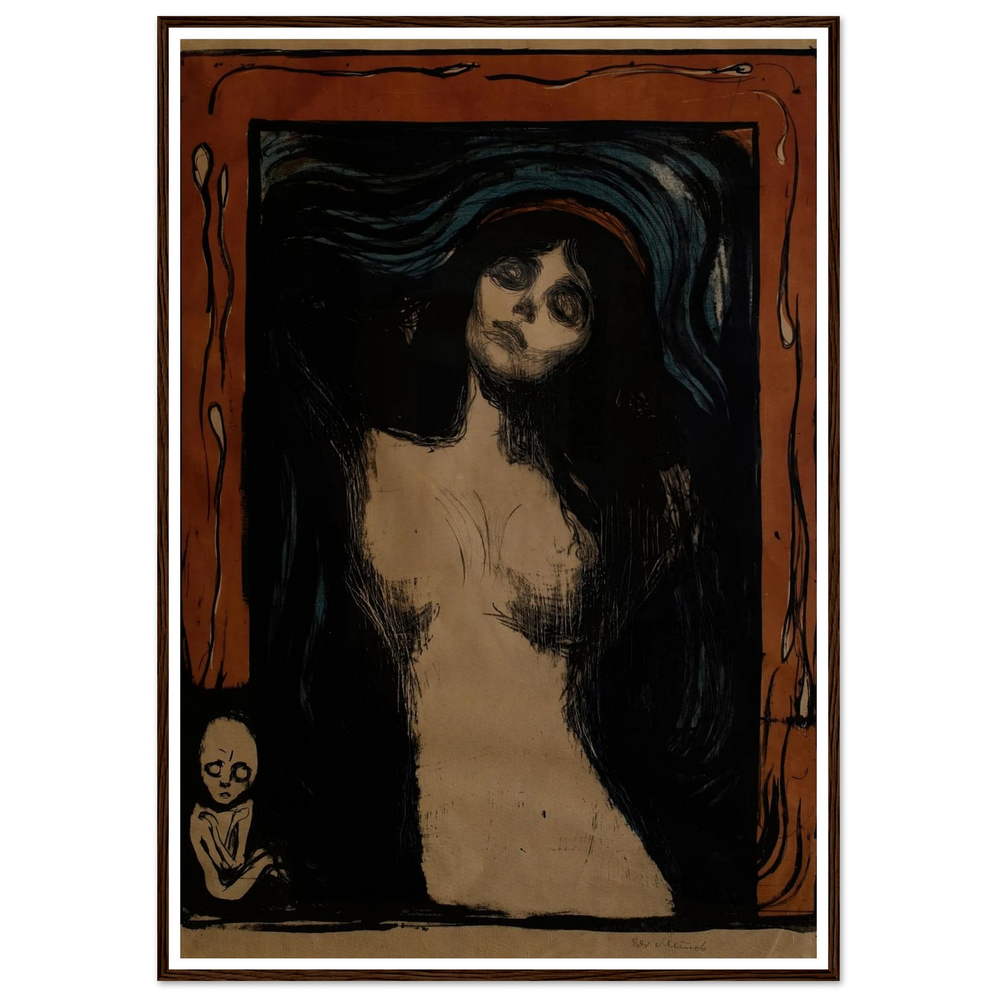 Madonna (1895) Art Print | Edvard Munch - Framed Poster - 30x40 cm / 12x16″ - Black frame