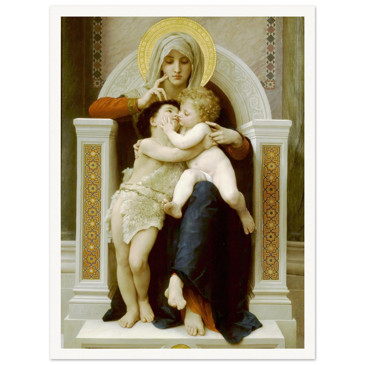 Madonna with child and John the Baptist (1875) Art Print | William Bouguereau - Framed Poster - 30x40 cm / 12x16″ - Black frame