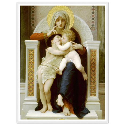 Madonna with child and John the Baptist (1875) Art Print | William Bouguereau - Framed Poster - 30x40 cm / 12x16″ - Black frame