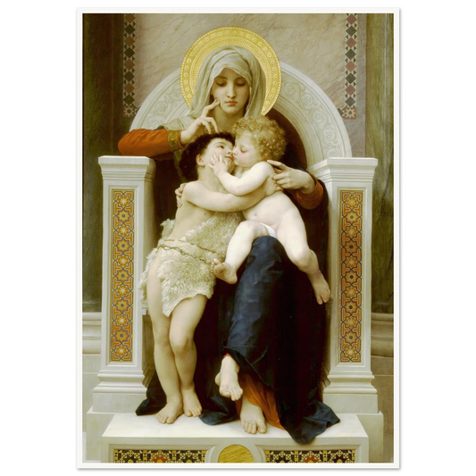Madonna with child and John the Baptist (1875) Art Print | William Bouguereau - Framed Poster - 30x40 cm / 12x16″ - Black frame