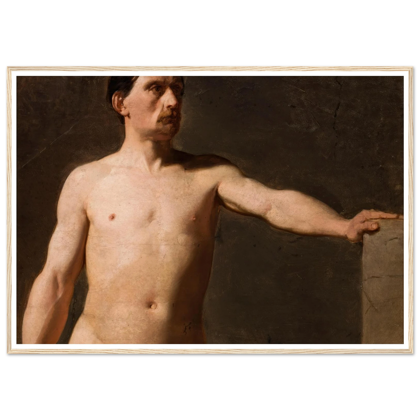 Male nude – torso of a male figure (1859) Art Print | Jan Matejko - Framed Poster - 30x40 cm / 12x16″ - Black frame