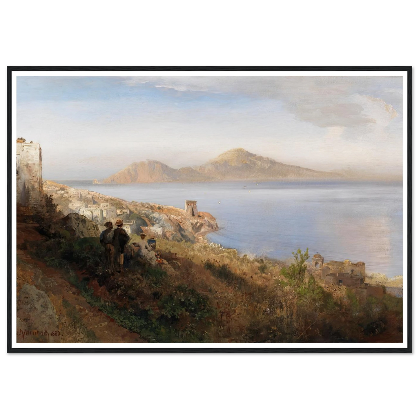 Malerin mit Blick auf Capri (1880) Art Print | Oswald Achenbach - Framed Poster - 30x40 cm / 12x16″ - Black frame
