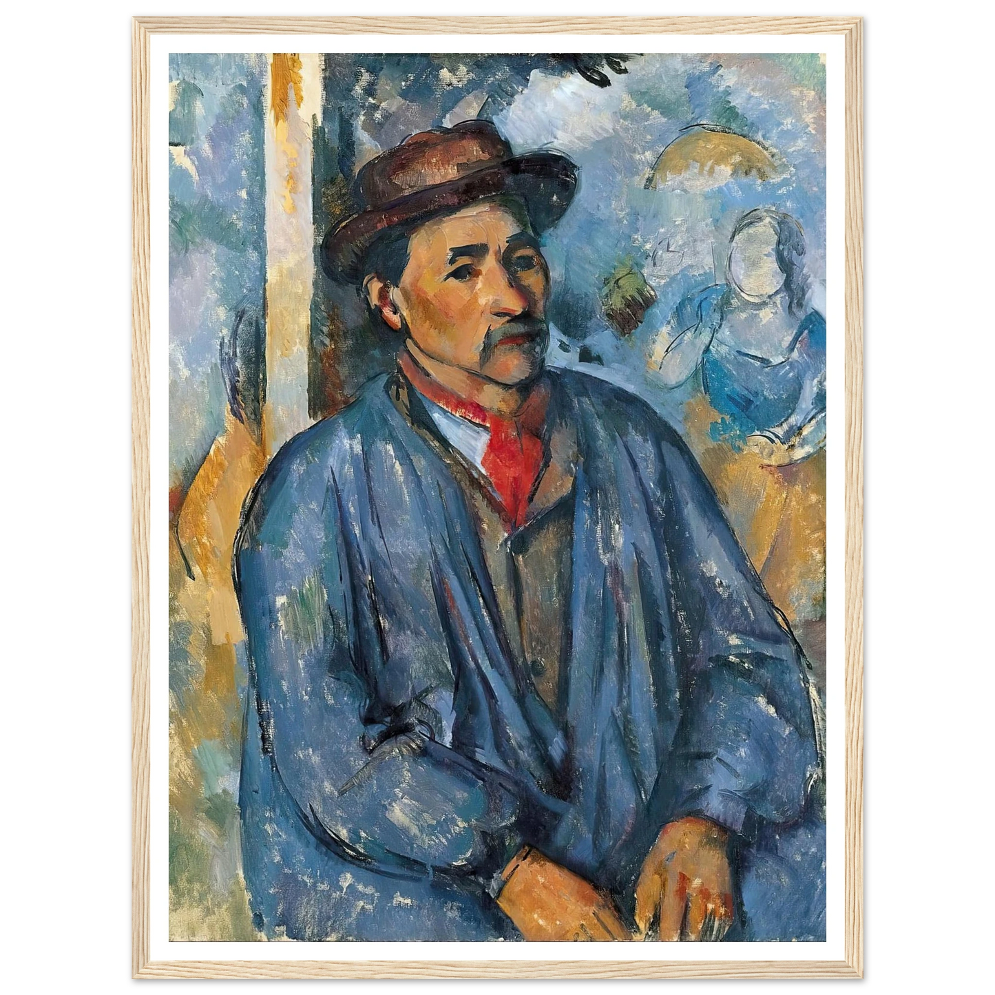 Man in a Blue Smock (c. 1896–97) Art Print | Paul Cezanne - Framed Poster - 30x40 cm / 12x16″ - Black frame