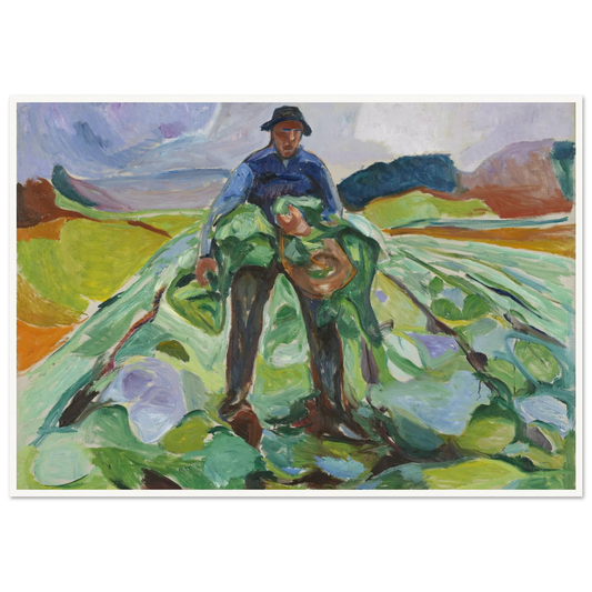 Man in the Cabbage Field (1916) Art Print | Edvard Munch - Framed Poster - 30x40 cm / 12x16″ - Black frame