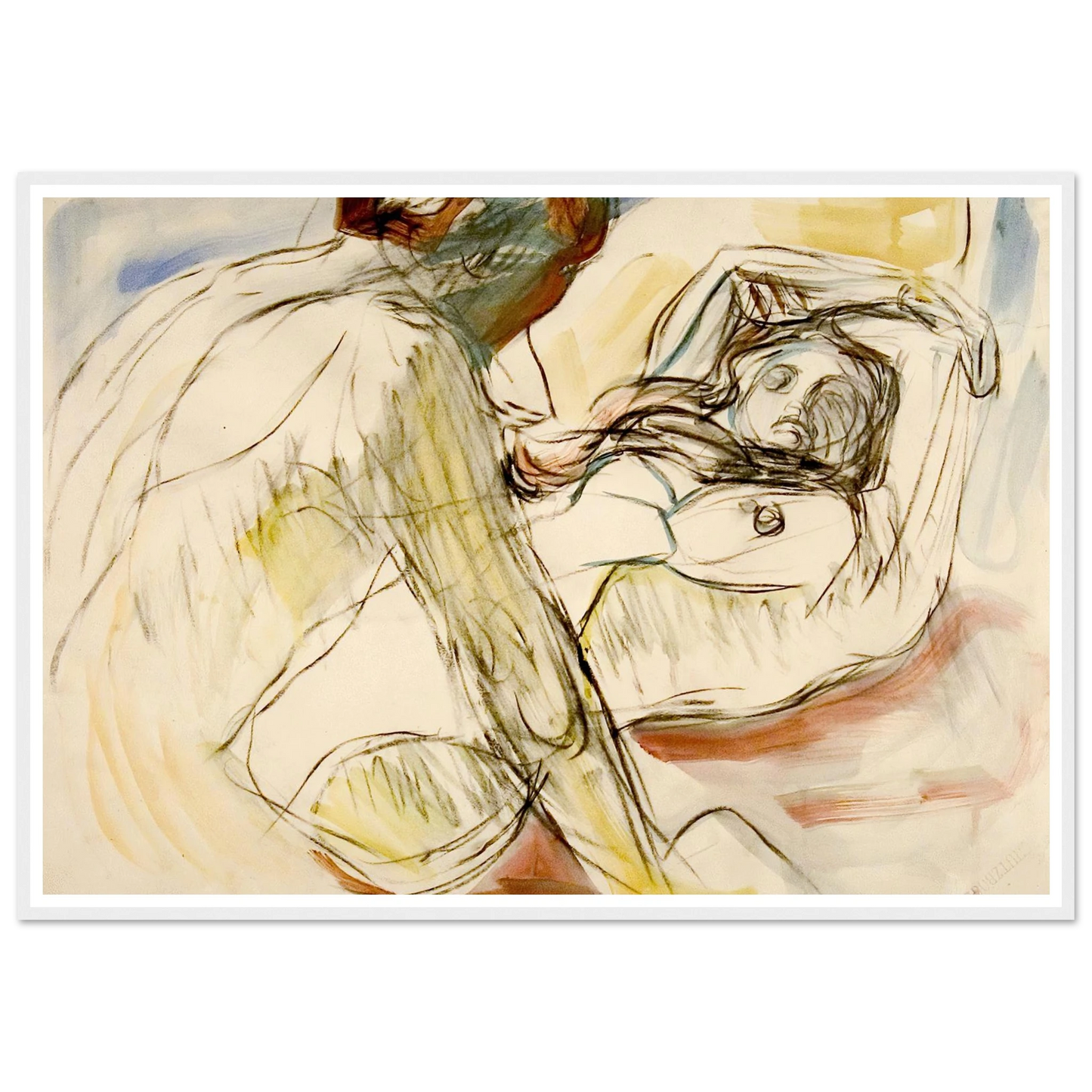 Mann og kvinne (1912-1915) Art Print | Edvard Munch - Framed Poster - 30x40 cm / 12x16″ - Black frame