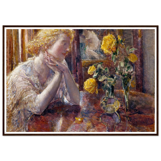 Maréchal Niel Roses (1919) Art Print | Childe Hassam - Framed Poster - 30x40 cm / 12x16″ - Black frame
