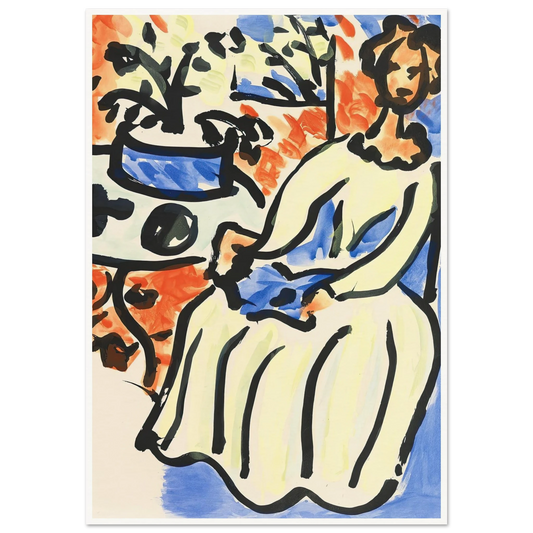 Marie-José en robe jaune (1950) Art Print | Henri Matisse - Framed Poster - 30x40 cm / 12x16″ - Black frame