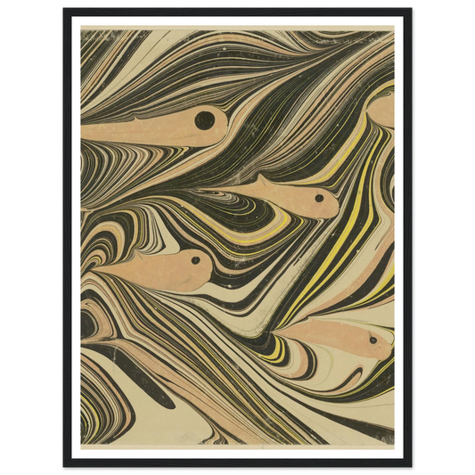 Marmorpapier (mit Fischmotiven) (1903 - 1907) Art Print | Josef Hoffmann - Framed Poster - 30x40 cm / 12x16″ - Black frame