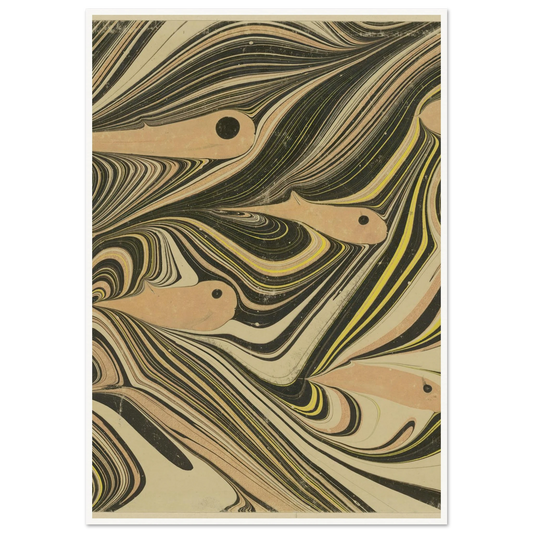 Marmorpapier (mit Fischmotiven) (1903 - 1907) Art Print | Josef Hoffmann - Framed Poster - 30x40 cm / 12x16″ - Black frame