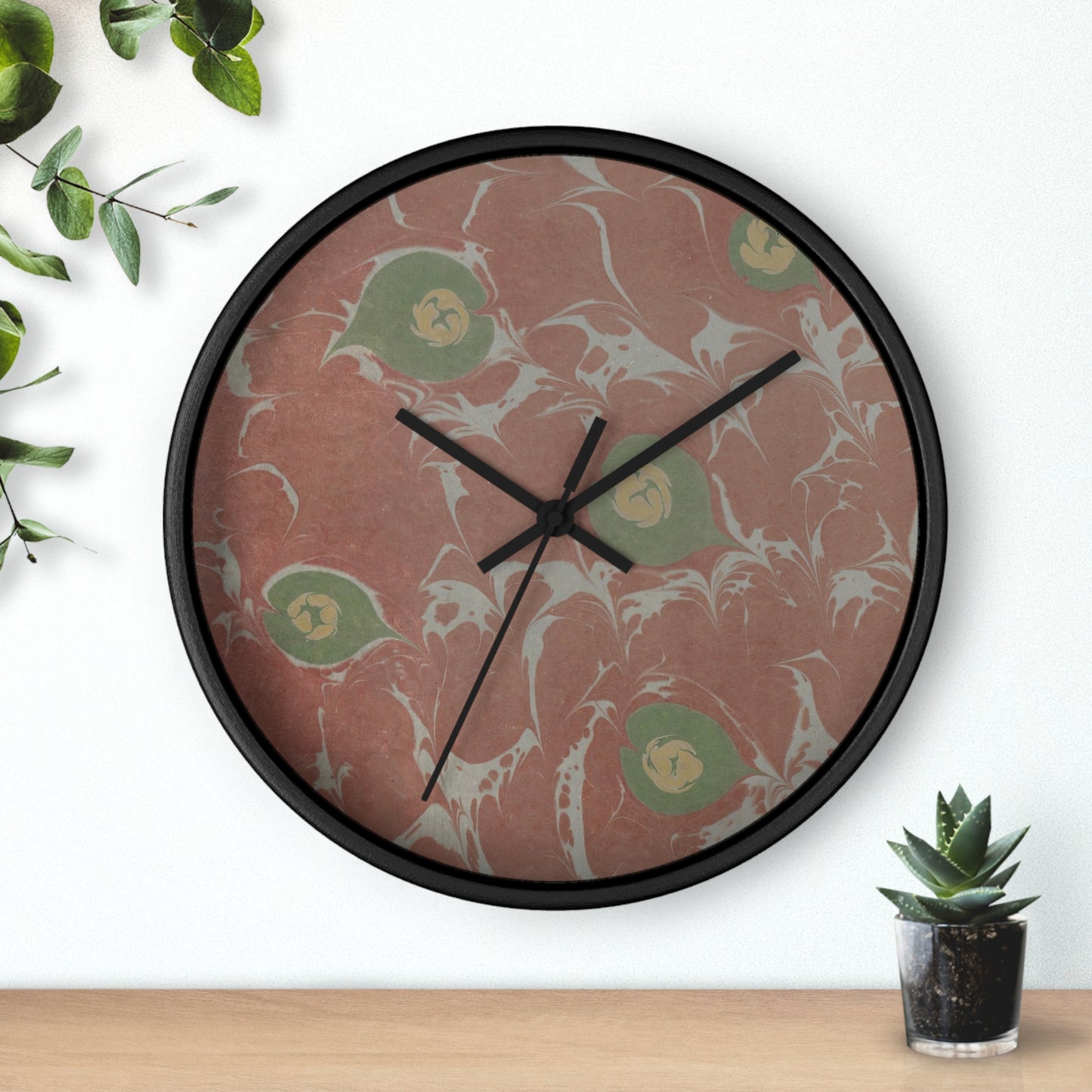 Marmorpapier (mit herzförmigen Motiven) Wall Clock | Anker Kyster - Black - Black Base - 10"